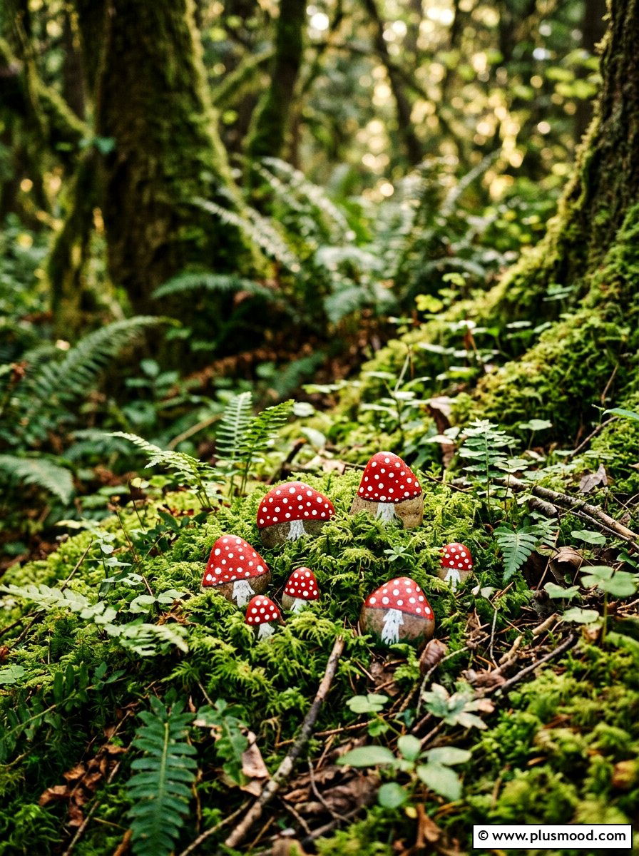 Mushroom painted rocks