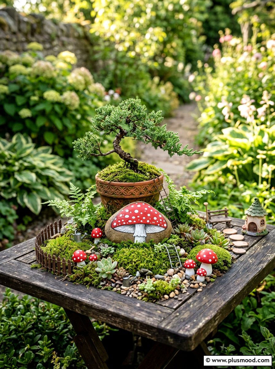 Mushroom painted stone for fairy garden - 25 painted rock ideas for plant pot decoration