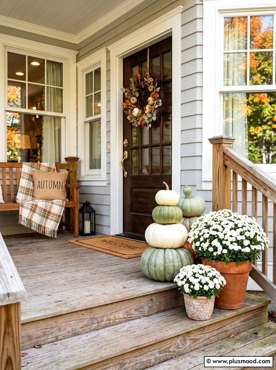 Muted Heirloom Pumpkins - 25 late summer front porch ideas