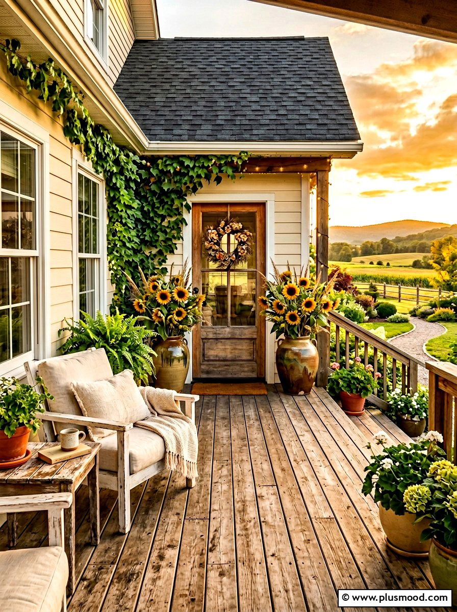 Muted Sunflower Porch - 25 late summer porch decor ideas