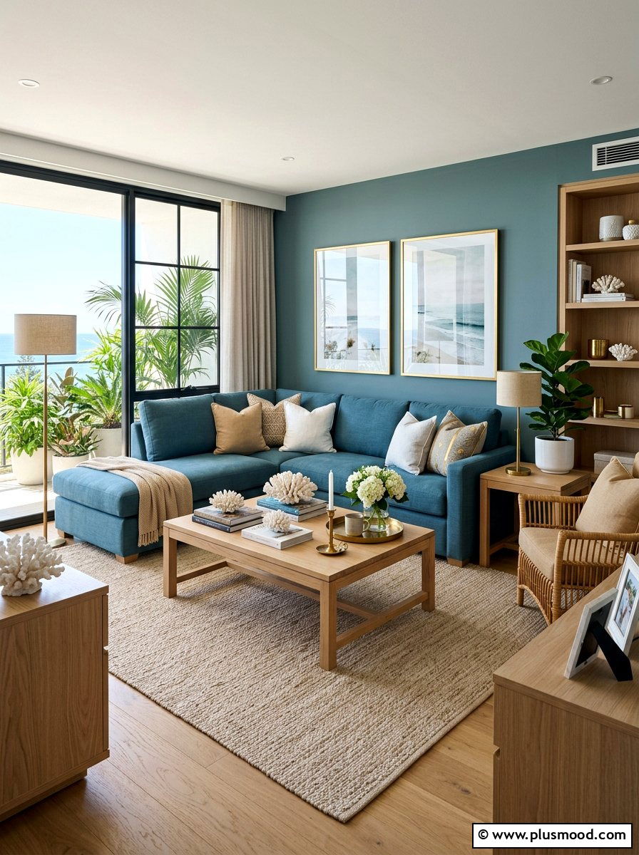 Muted Teal Living Room - 25 summer living room makeover ideas