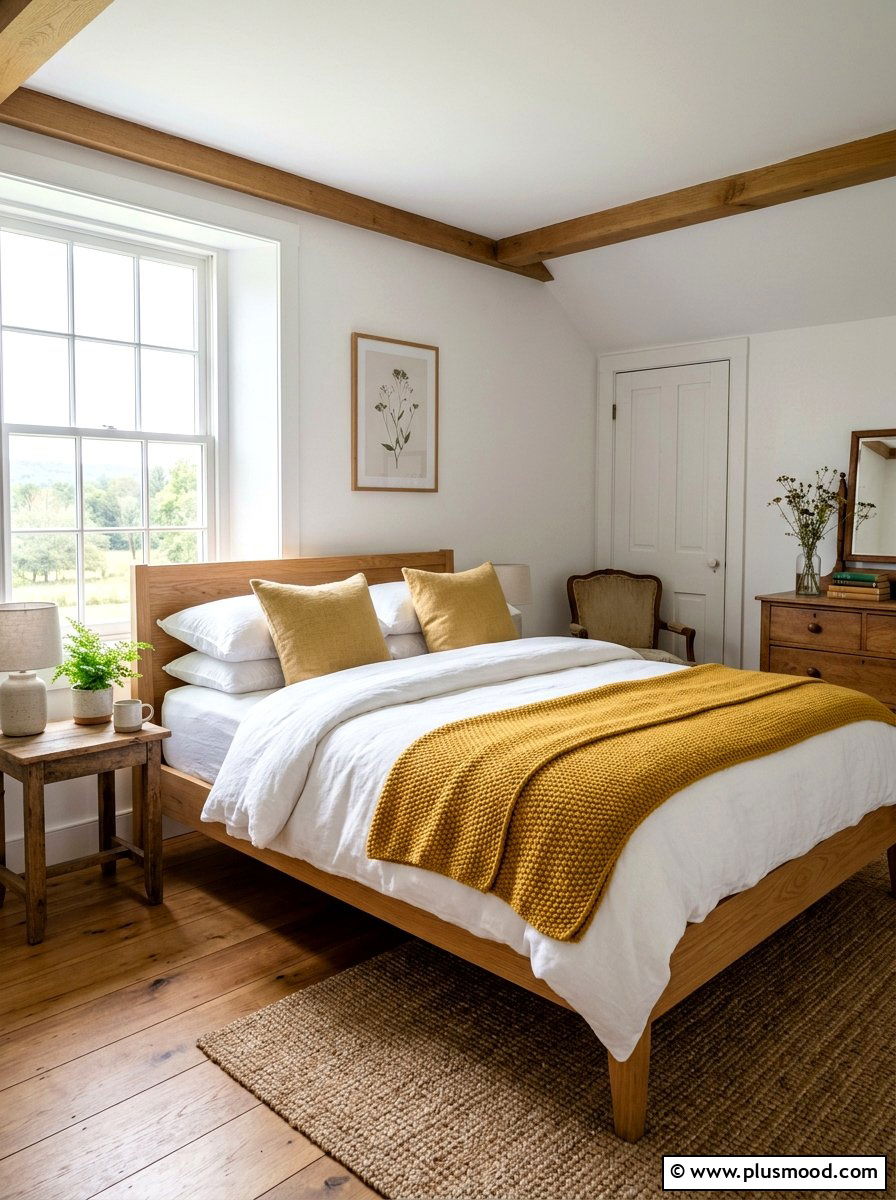 Muted yellow bedroom textiles - 25 late summer farmhouse decor ideas