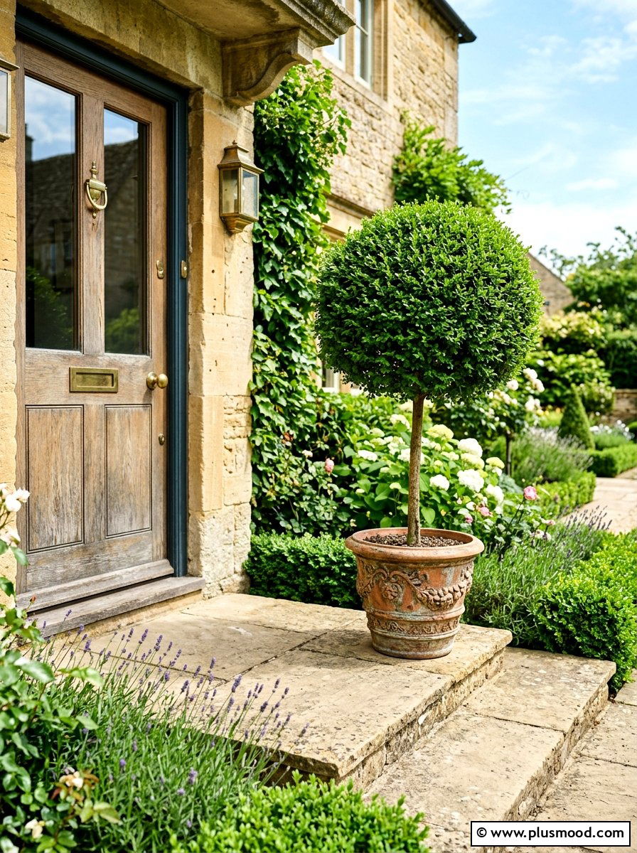 Myrtle Ball Topiary - 25 summer topiary ideas for front entry