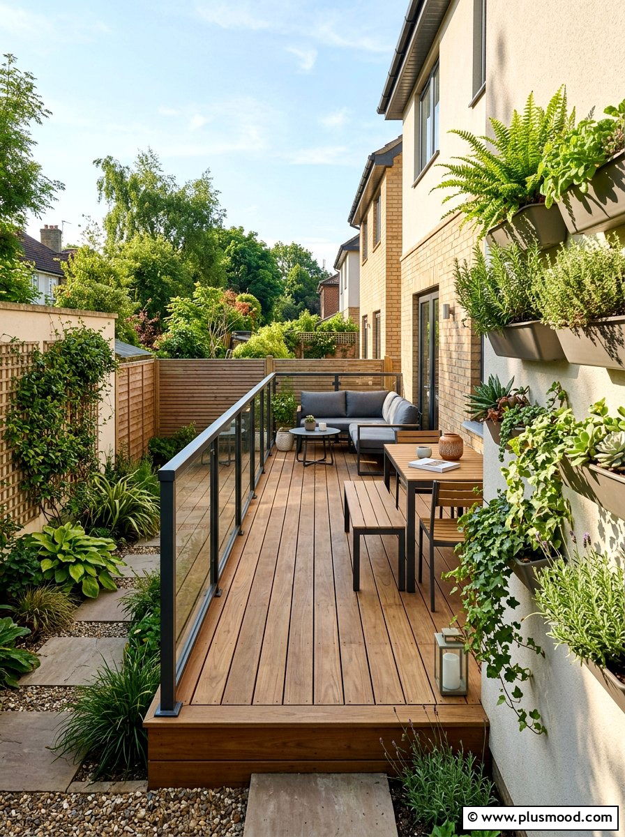 Narrow Raised Deck - 25 small backyard ideas with raised patio