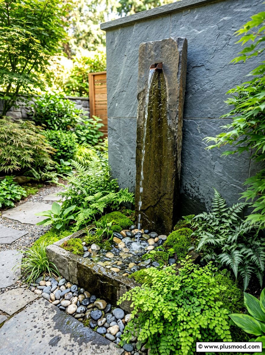 Narrow Water Feature Fountain - 25 summer side yard landscaping ideas