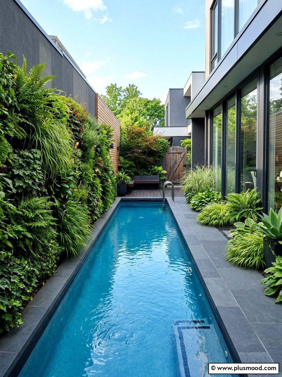 Narrow pool landscaping