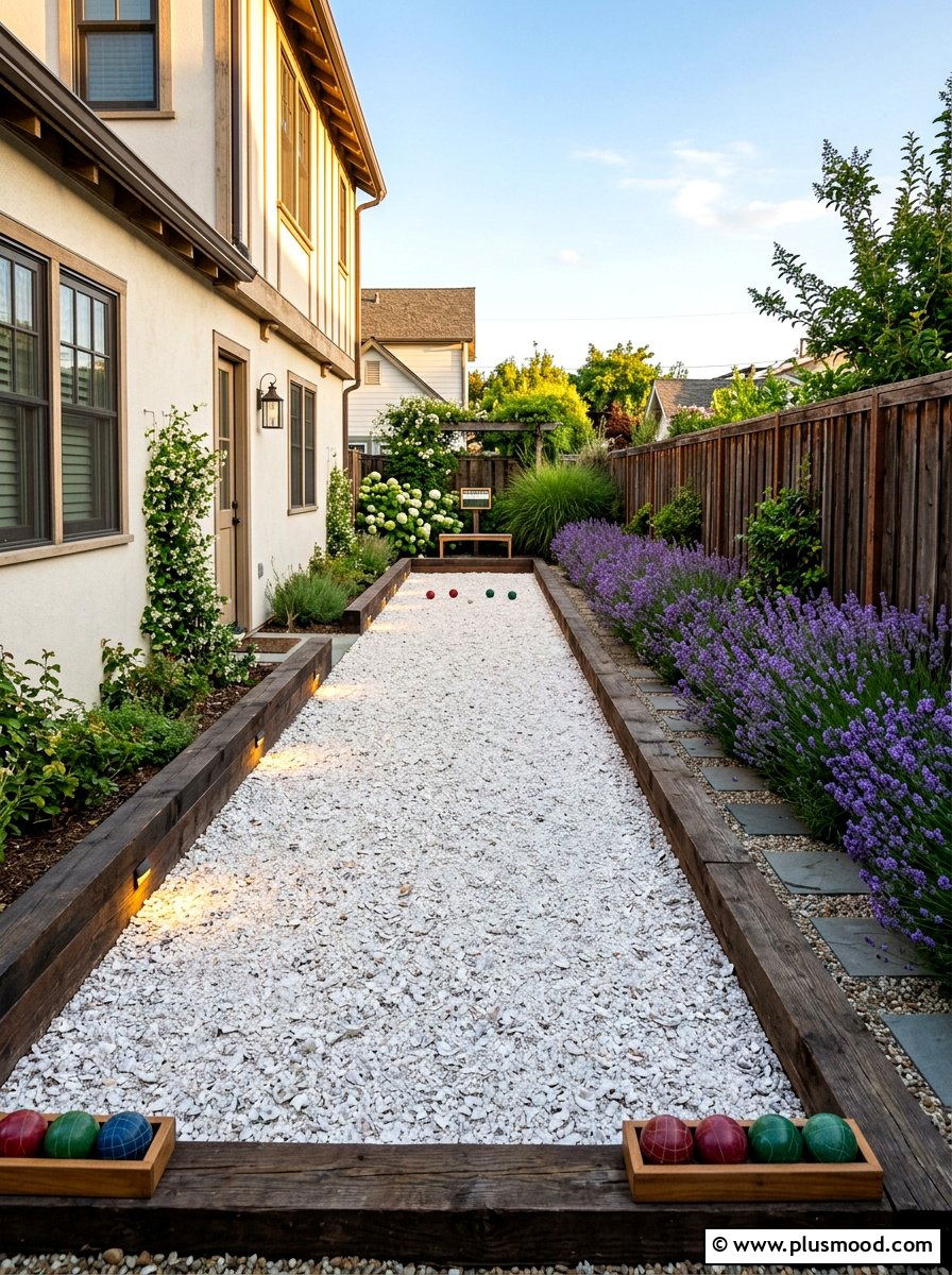 Narrow side yard bocce court - 25 small backyard ideas with bocce court