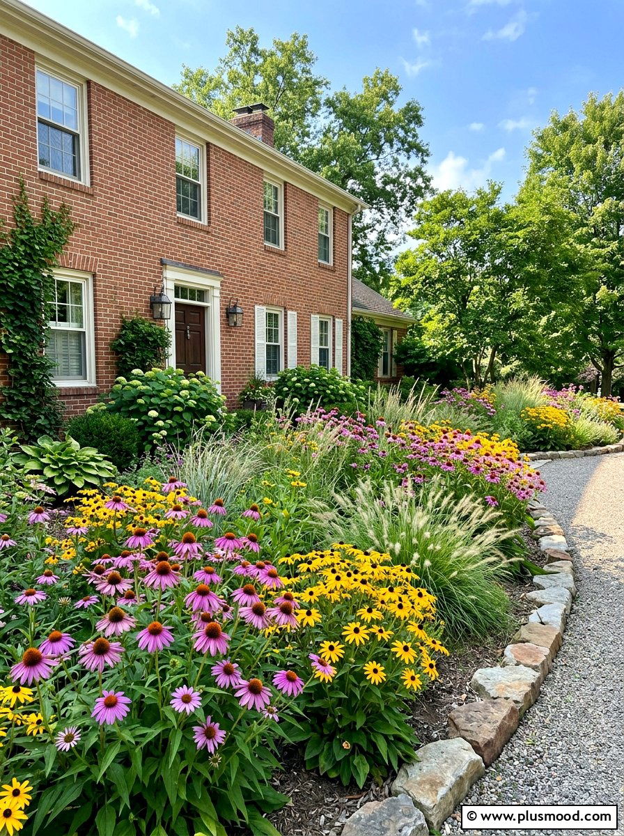 Native Flower Bed - 25 summer tidy front yard ideas