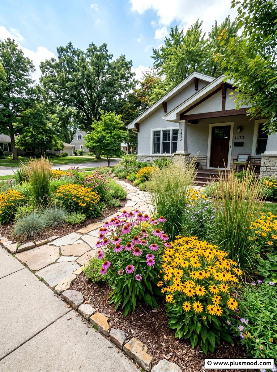 Native Plant Garden Bed - 25 late summer curb appeal ideas
