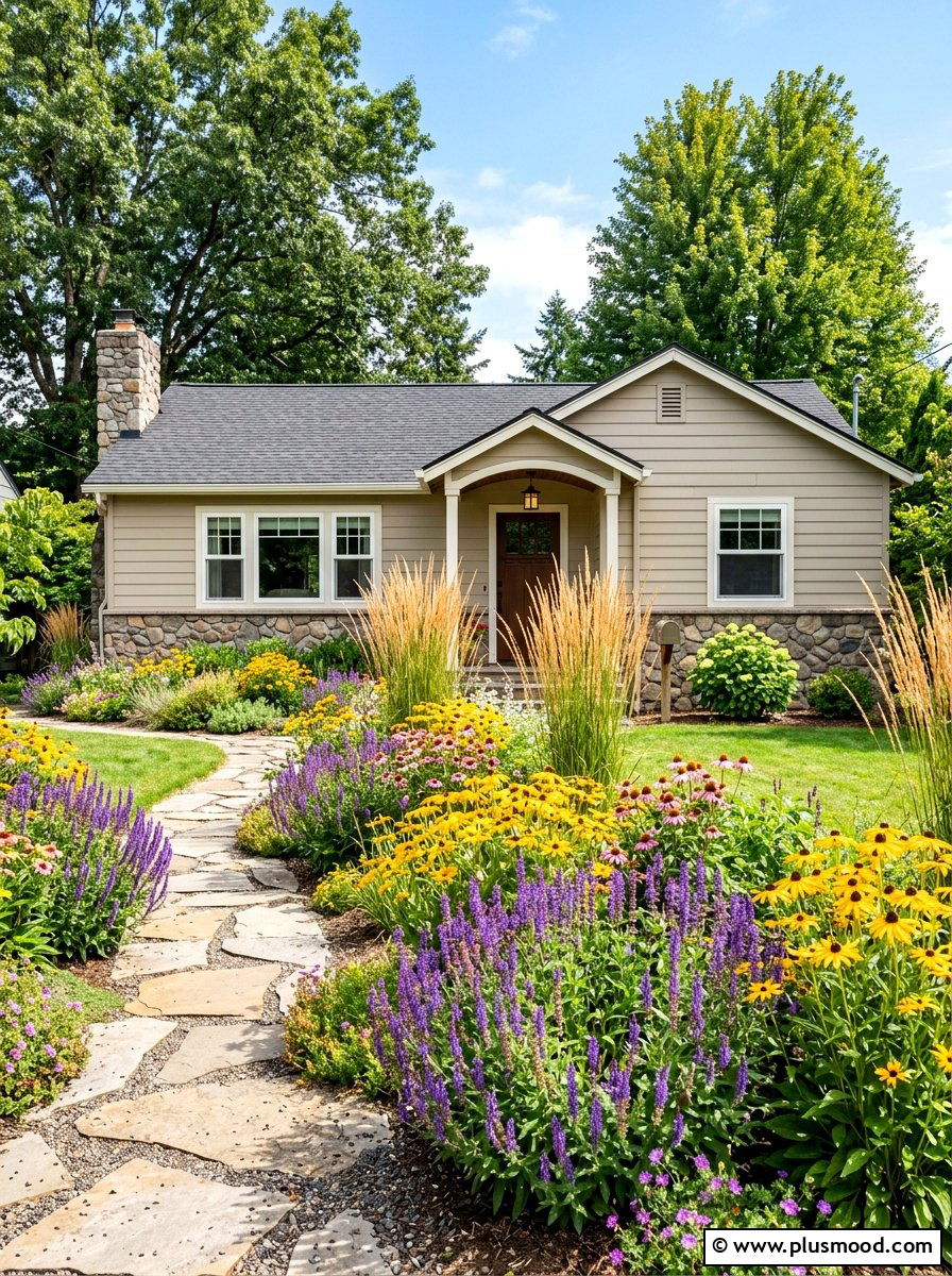 Native Plant Landscaping - 25 summer ranch house curb appeal ideas
