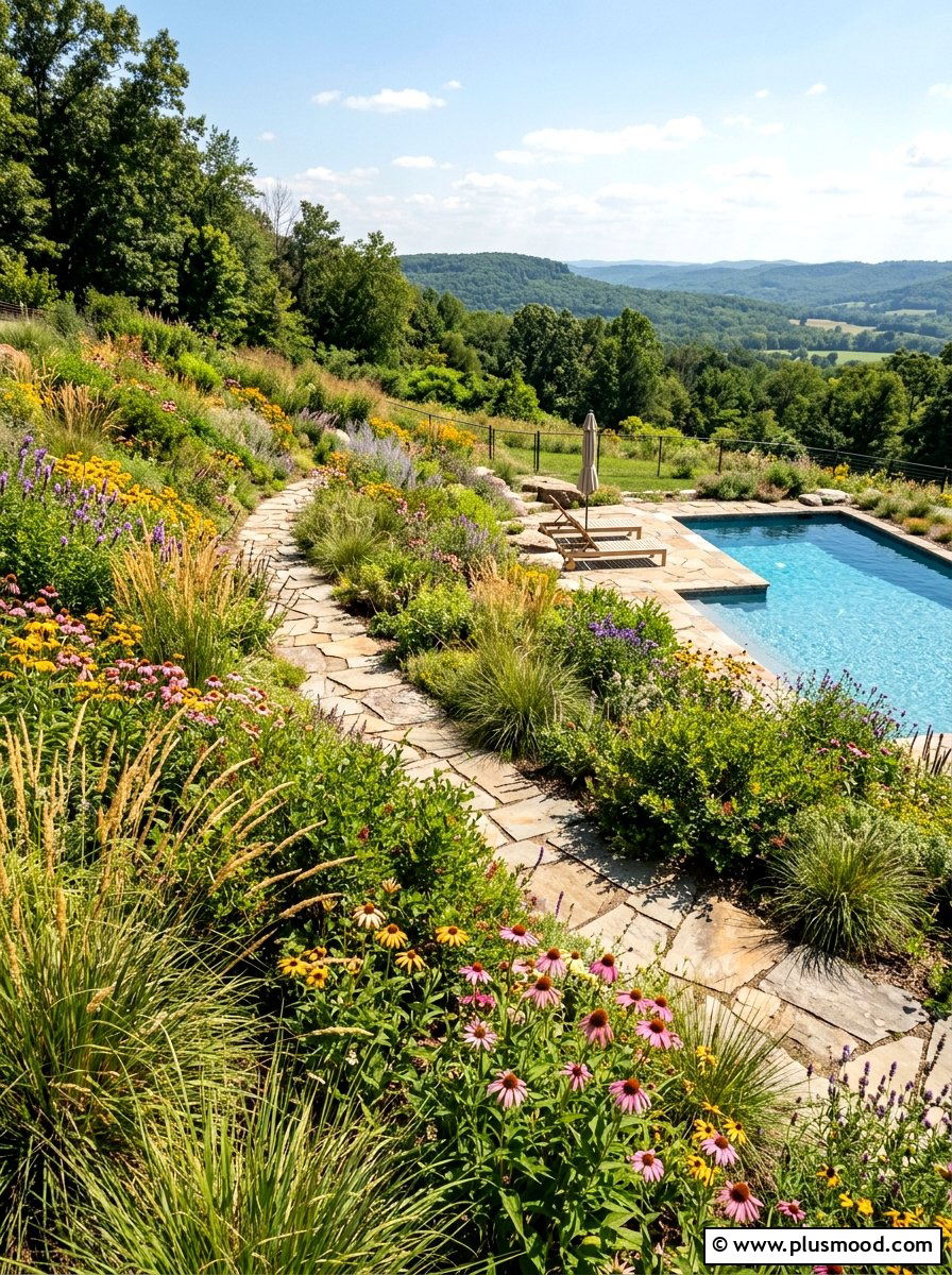 Native Plant Slope - 25 pool landscaping ideas for sloped yards