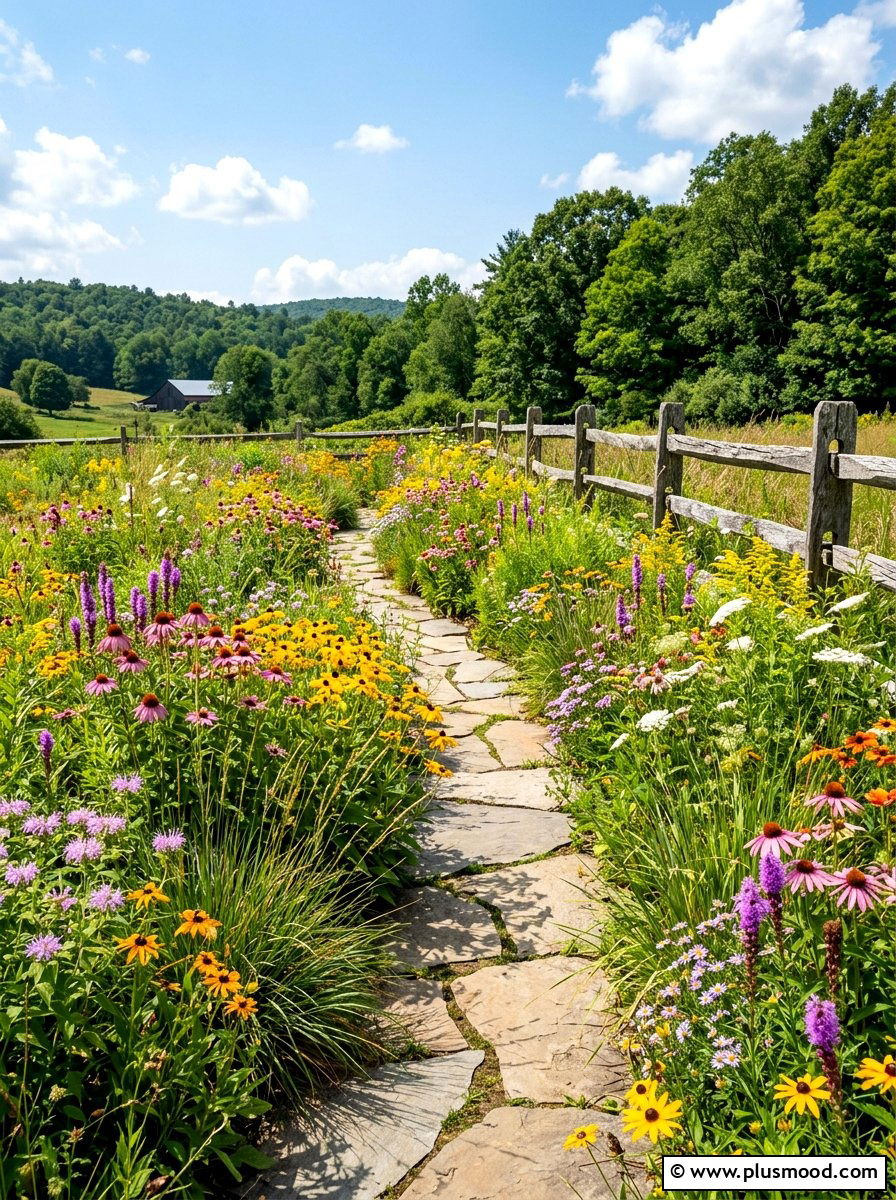 Native Wildflower Meadow - 25 summer pollinator landscaping ideas