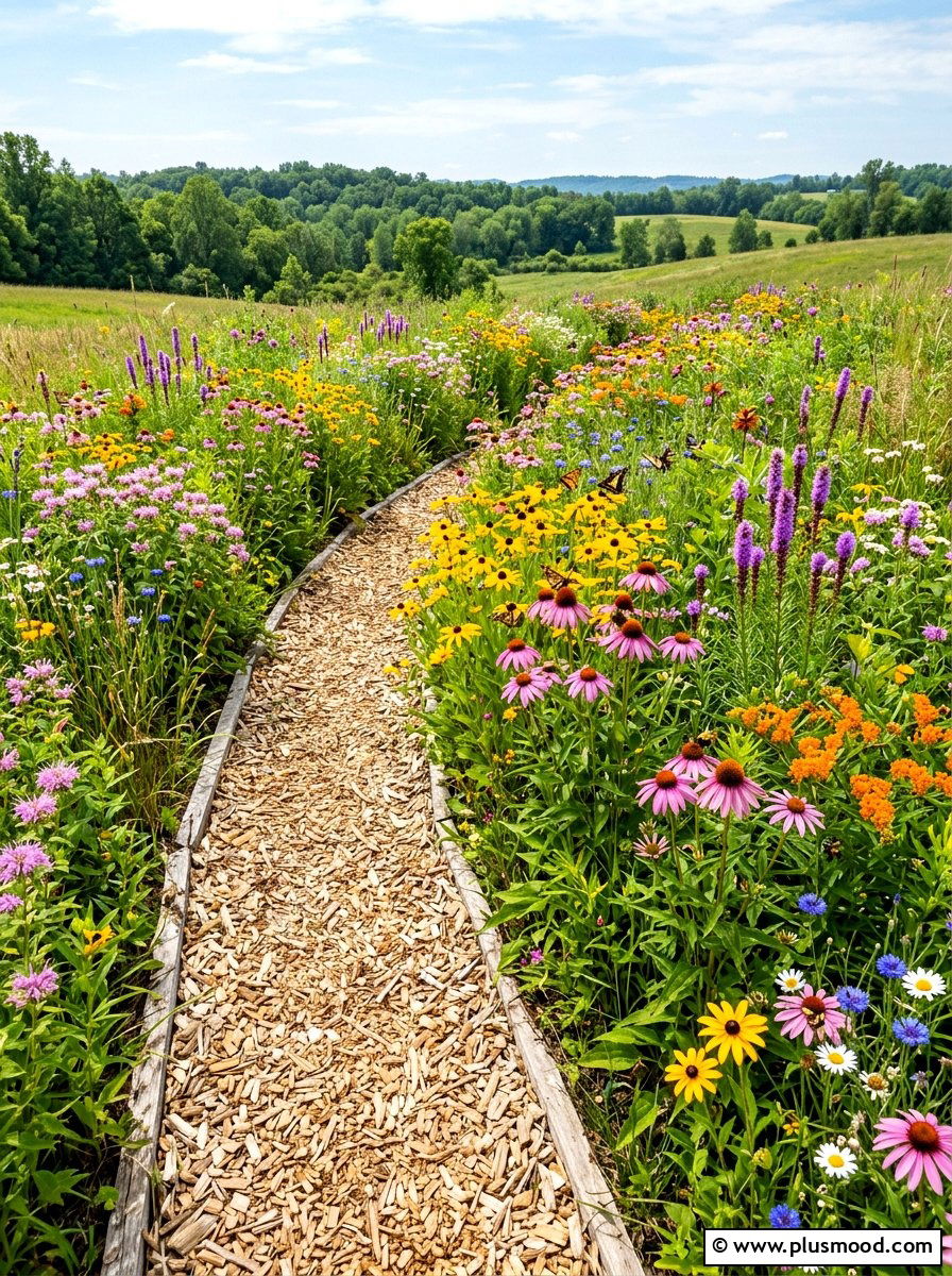Native Wildflower Meadow Strip - 25 summer side yard landscaping ideas