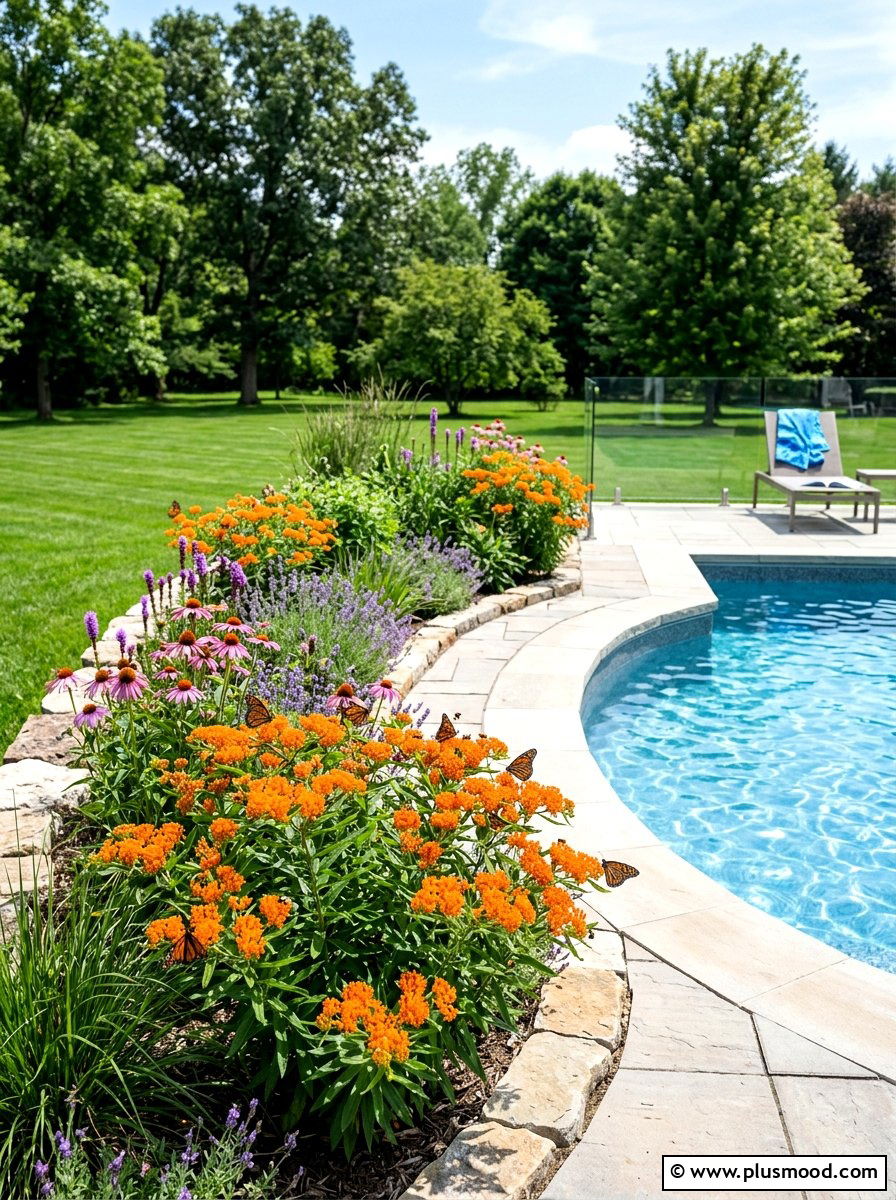 Native milkweed pollinator pool garden - 25 pool landscaping ideas with native plants