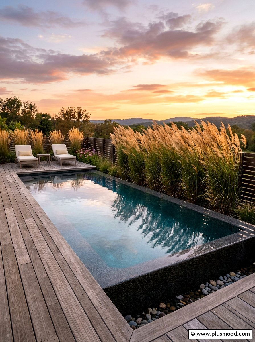 Native ornamental grass pool screening - 25 pool landscaping ideas with native plants