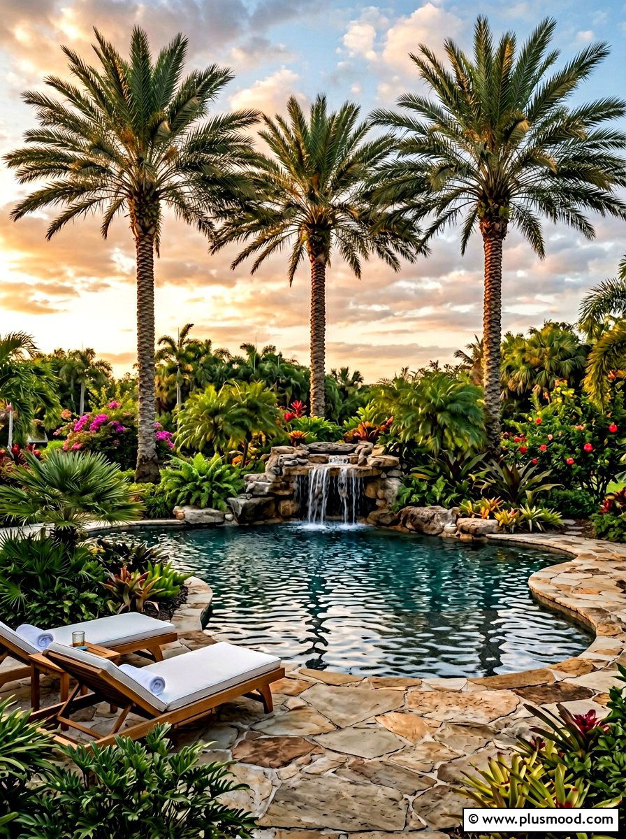 Native palm tree pool landscape - 25 pool landscaping ideas with native plants