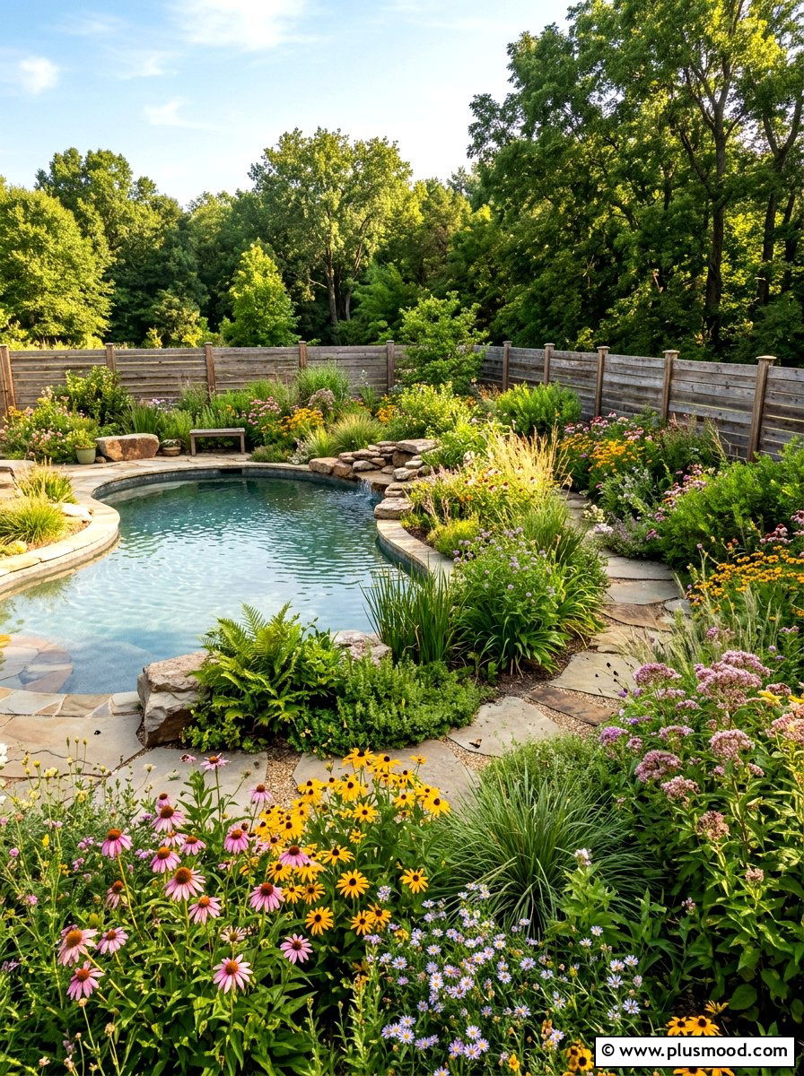 Native plant pool garden - 25 pool landscaping ideas with curved edges