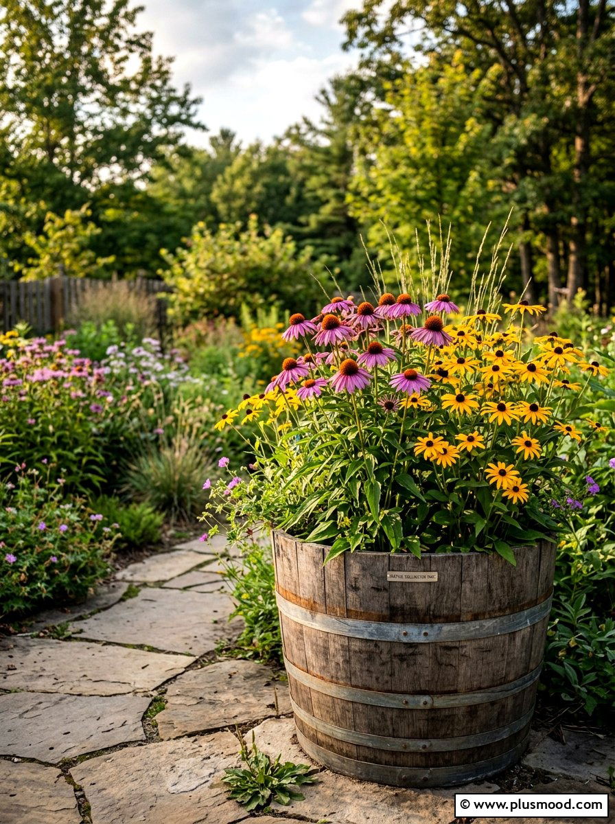 Native wildflower container - 25 small backyard ideas with container garden