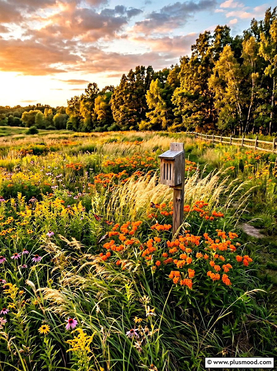 Native wildflower meadow - 25 small backyard ideas with butterfly house