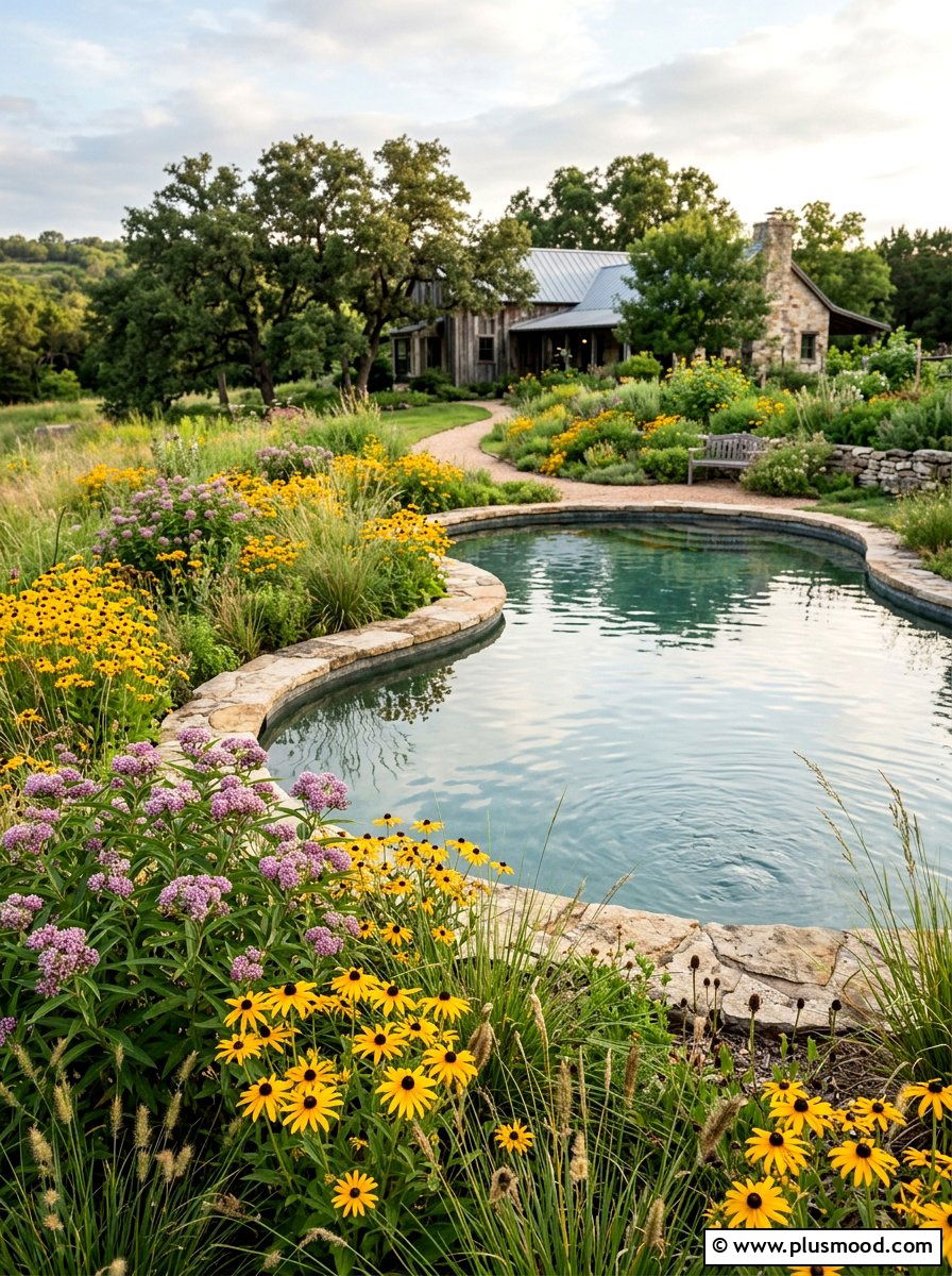 Native wildflower pool landscape - 25 pool landscaping ideas with flower beds