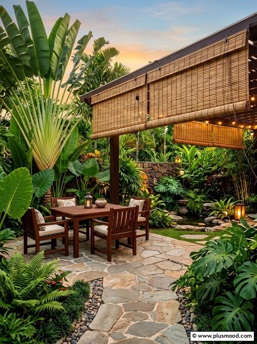 Natural Bamboo Outdoor Shades - 25 summer patio ideas with outdoor curtains
