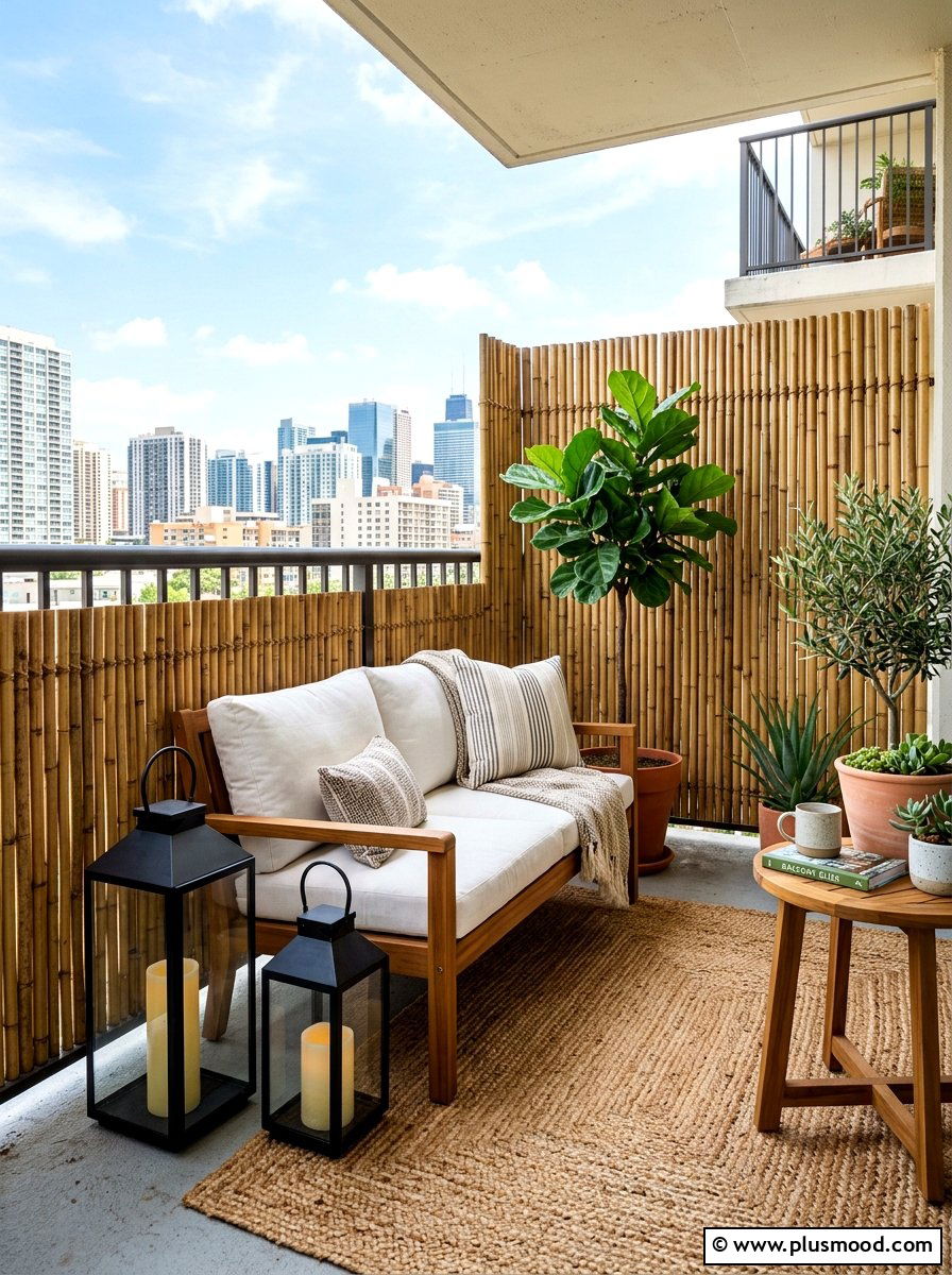 Natural Bamboo Screen Reading Area - 25 summer balcony reading corner ideas