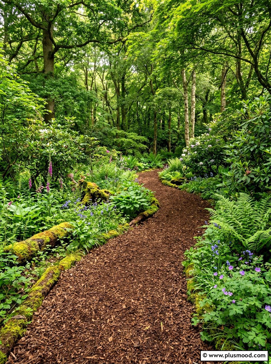 Natural Bark Mulch Path - 25 summer garden pathway ideas