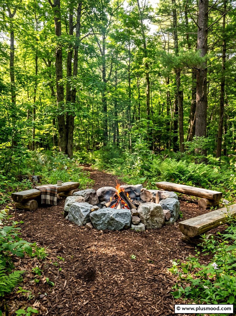 Natural Boulder Fire Pit - 25 summer patio fire pit ideas