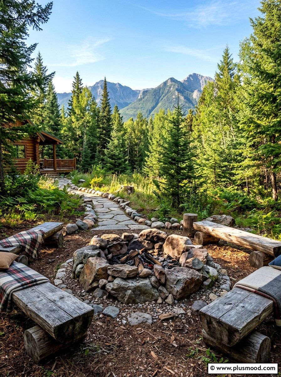 Natural Boulder Fire Pit - 25 summer backyard fire pit ideas