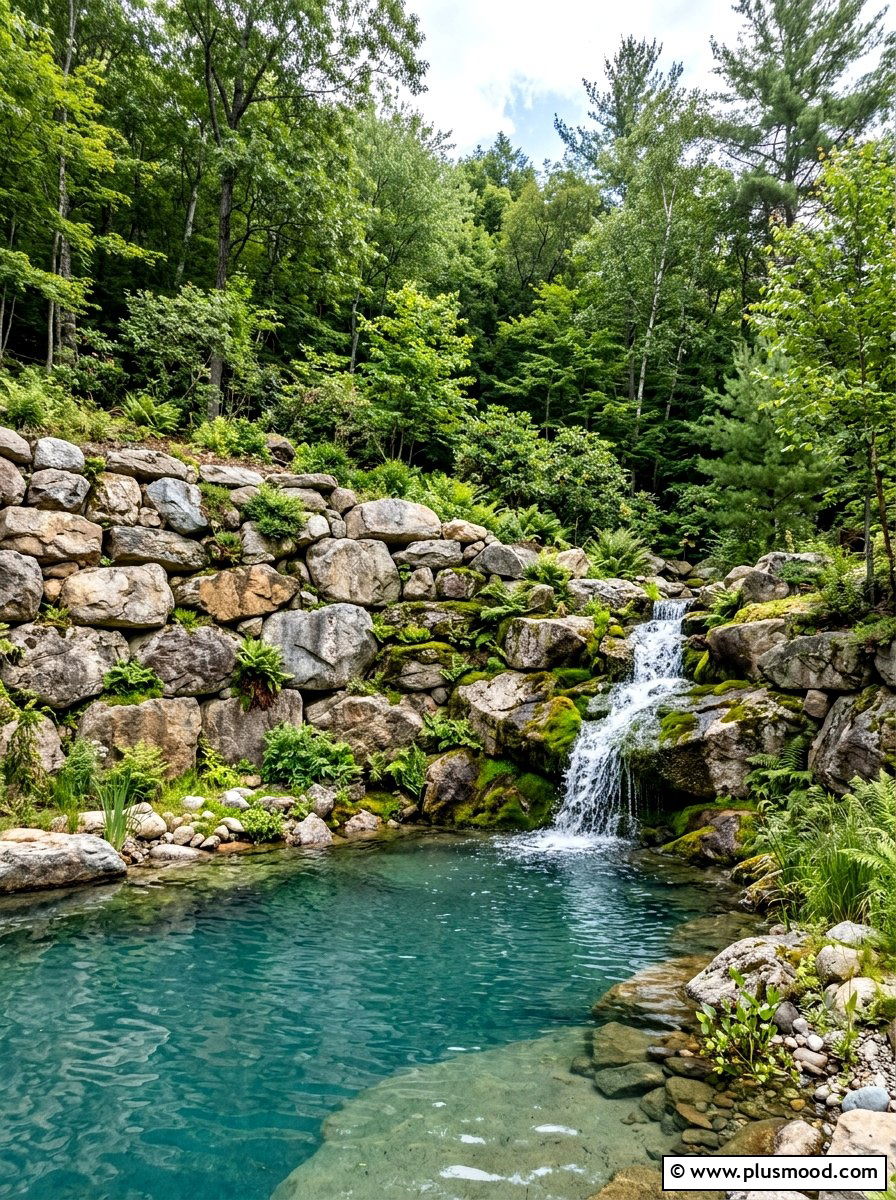 Natural Boulder Pool Retaining Wall - 25 pool landscaping ideas with retaining wall