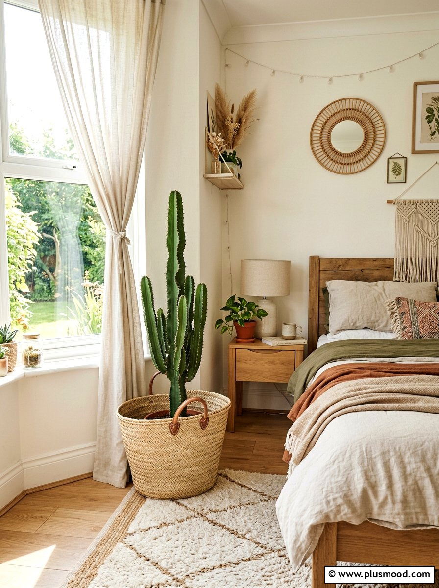 Natural Fiber Cactus Basket - 25 summer cactus planter ideas