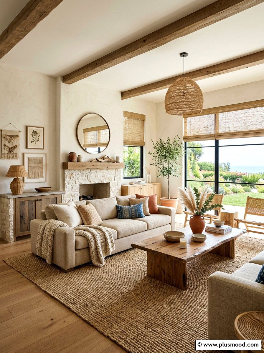 Natural Fiber Living Area - 25 summer room decor ideas