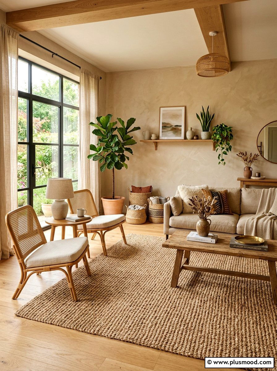 Natural Fiber Texture Living Room - 25 summer decor ideas for beige living room