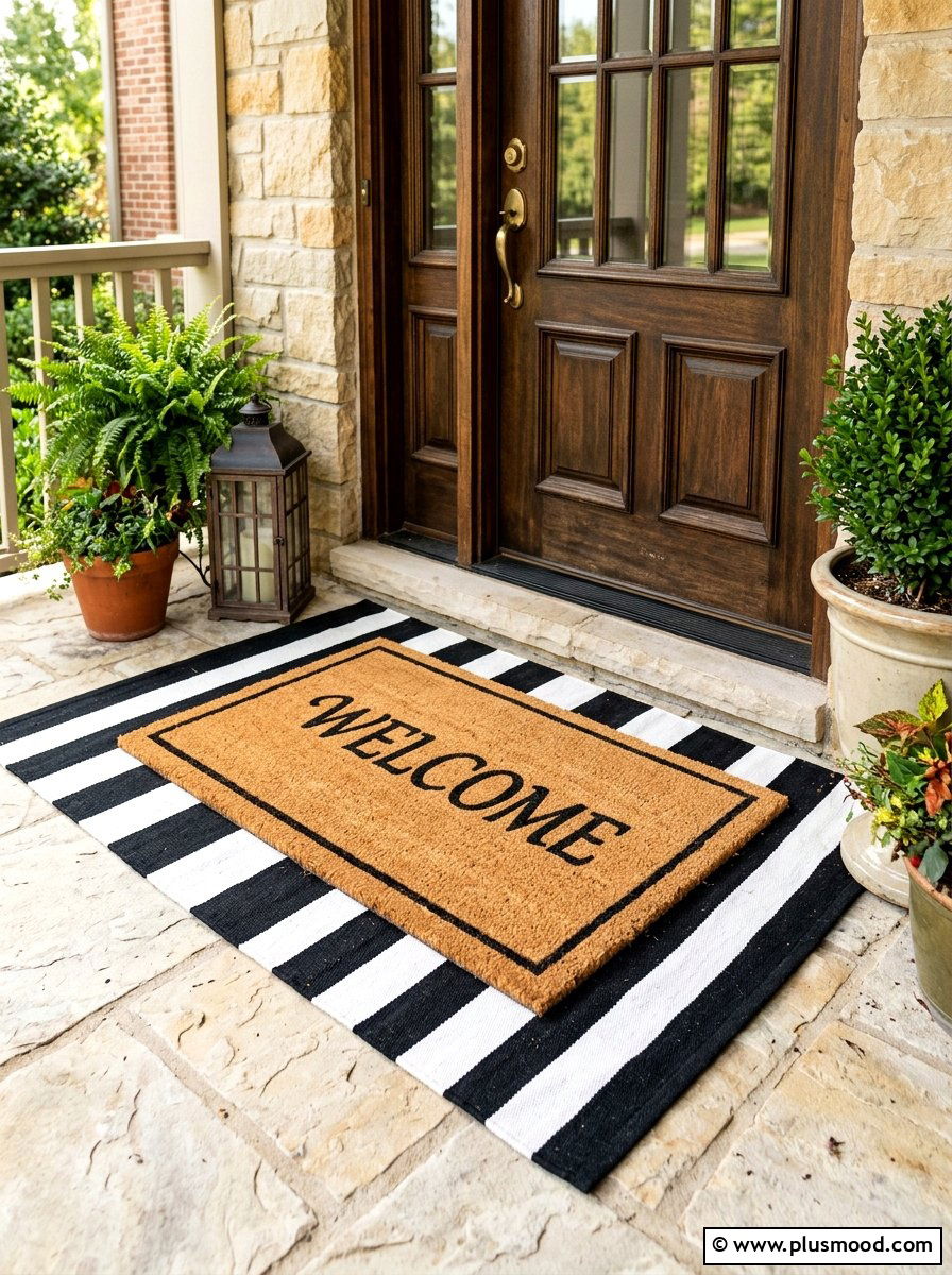 Natural Fiber Welcome Mat - 25 summer neutral curb appeal ideas