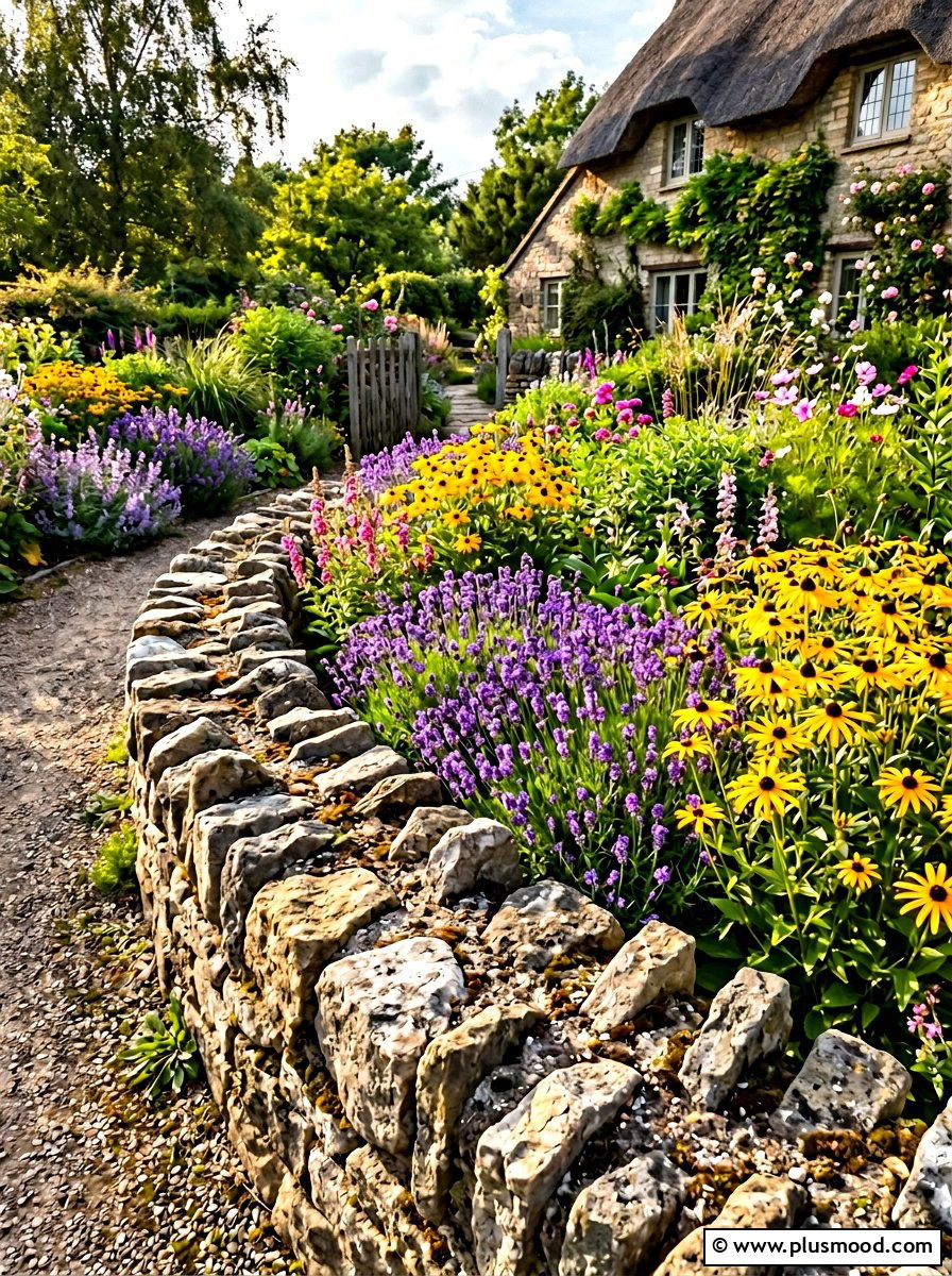 Natural Fieldstone Edging - 25 summer flower bed edging ideas