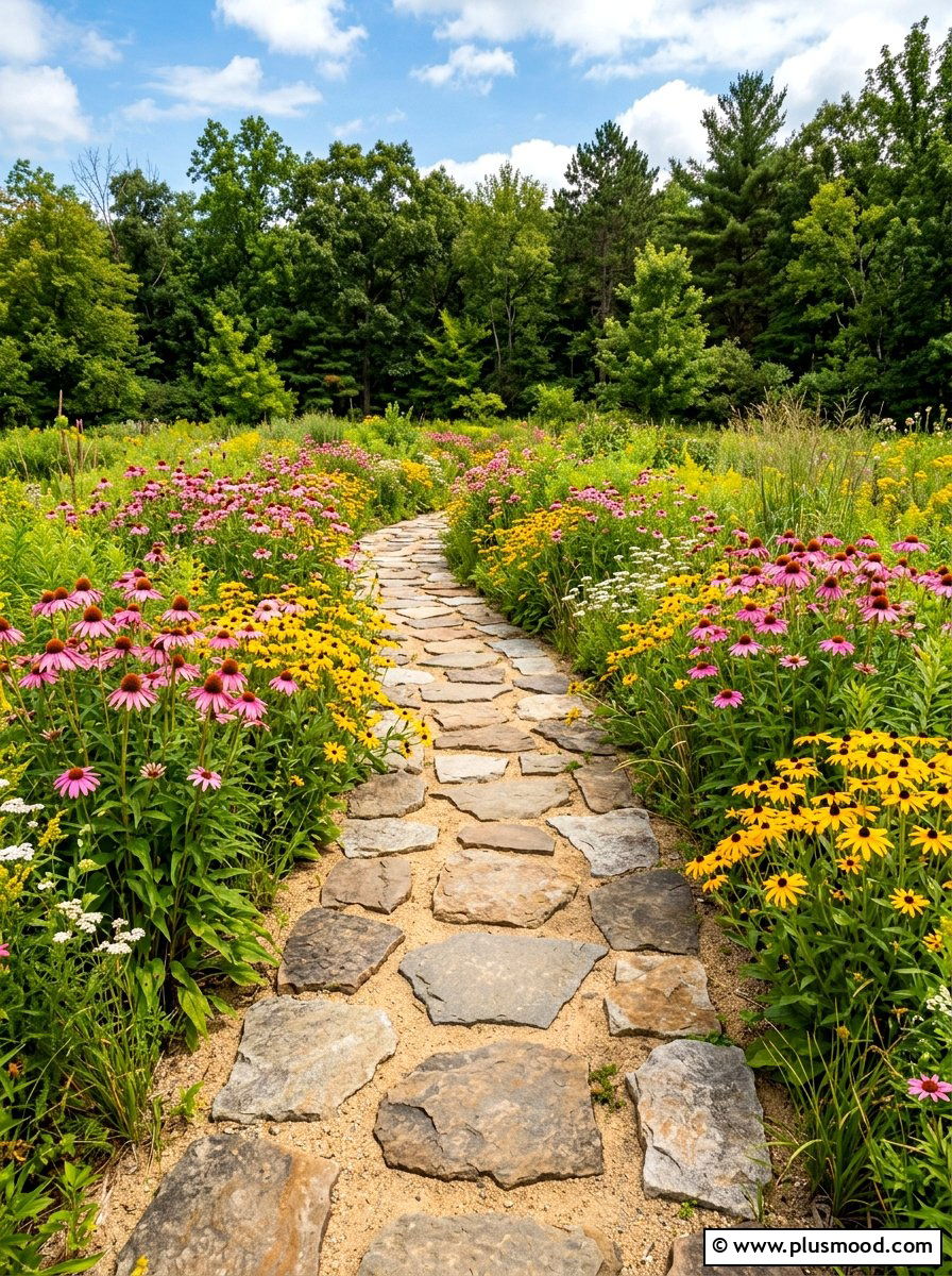 Natural Fieldstone Walkway - 25 summer backyard path ideas