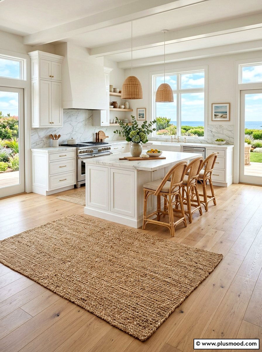 Natural Jute Kitchen Rug - 25 summer coastal kitchen ideas