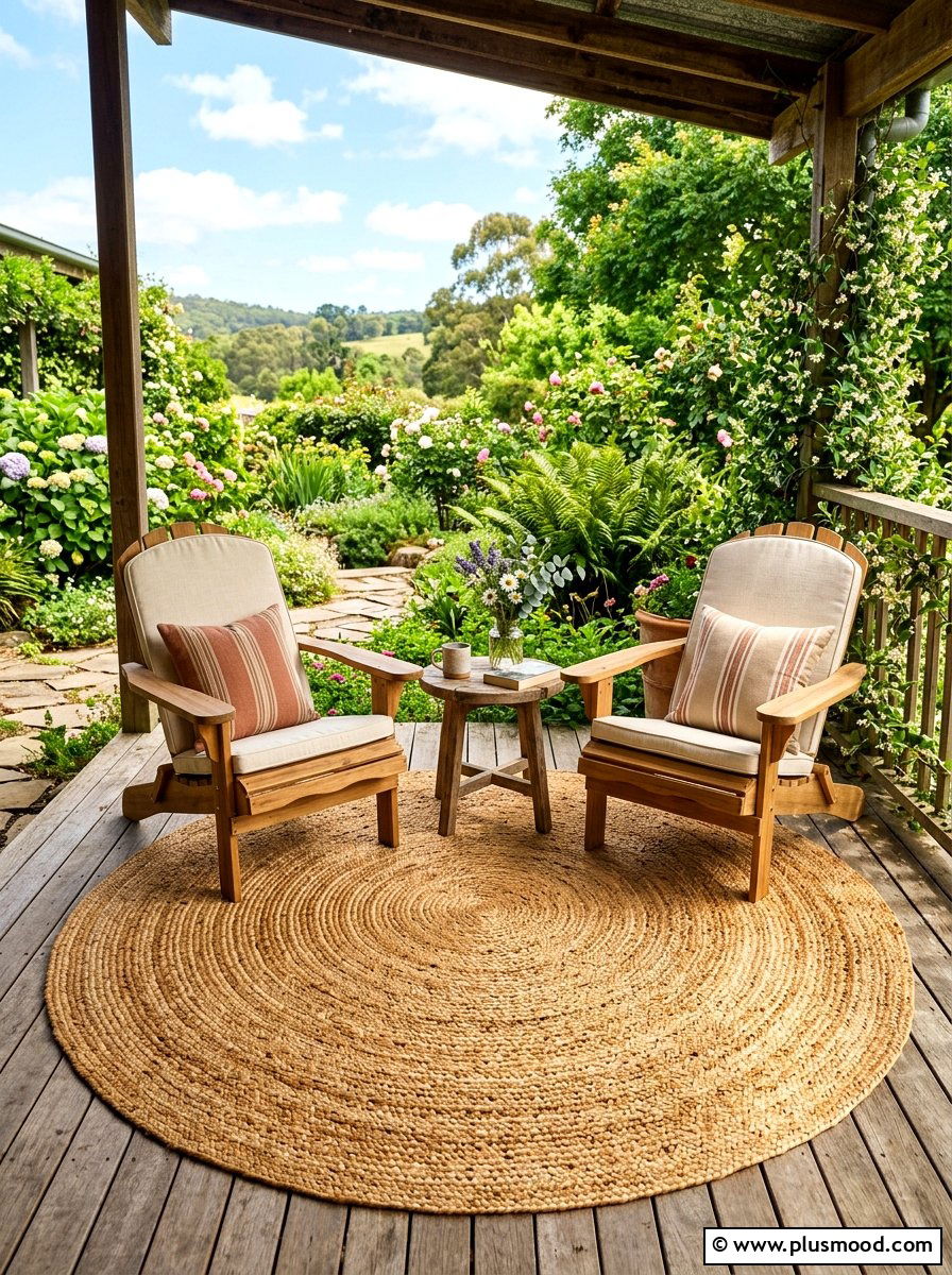 Natural Jute Rug - 25 late summer porch decor ideas