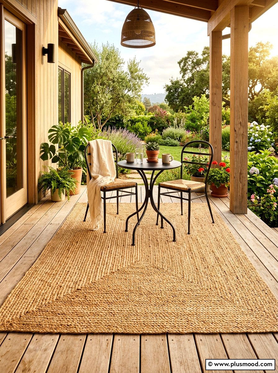 Natural Jute Rug - 25 summer minimalist front porch ideas
