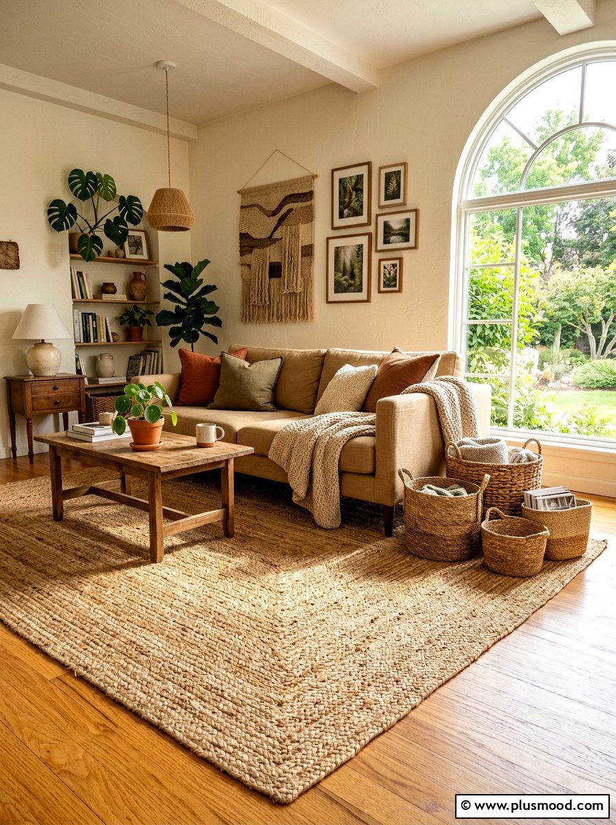 Natural Jute Rug - 25 summer tropical living room ideas