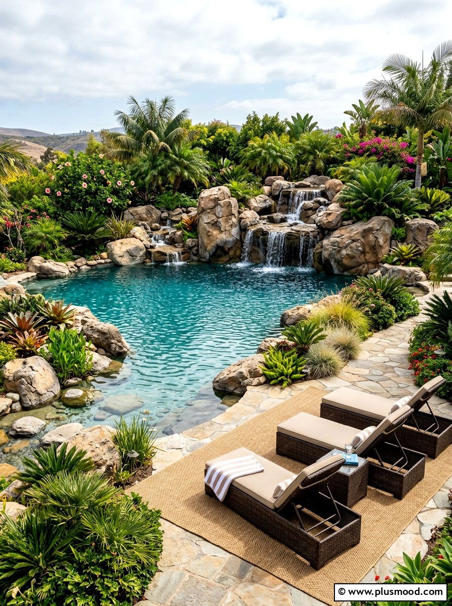 25 Pool Landscaping Ideas With Outdoor Rug for Chic Style