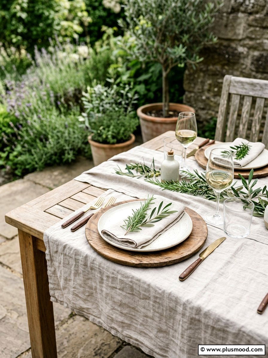 Natural Linen Outdoor Table - 25 summer outdoor table decor ideas