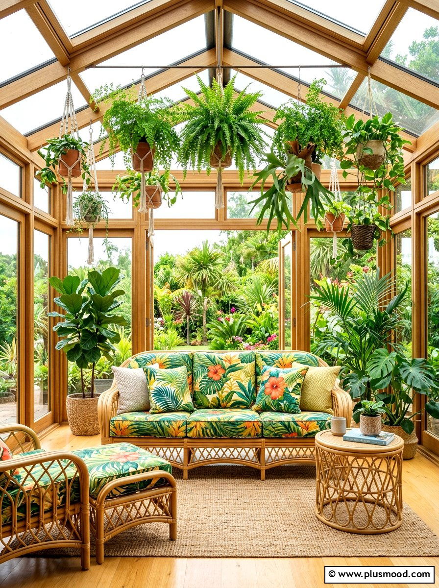 Natural Rattan Sunroom - 25 cozy summer home ideas