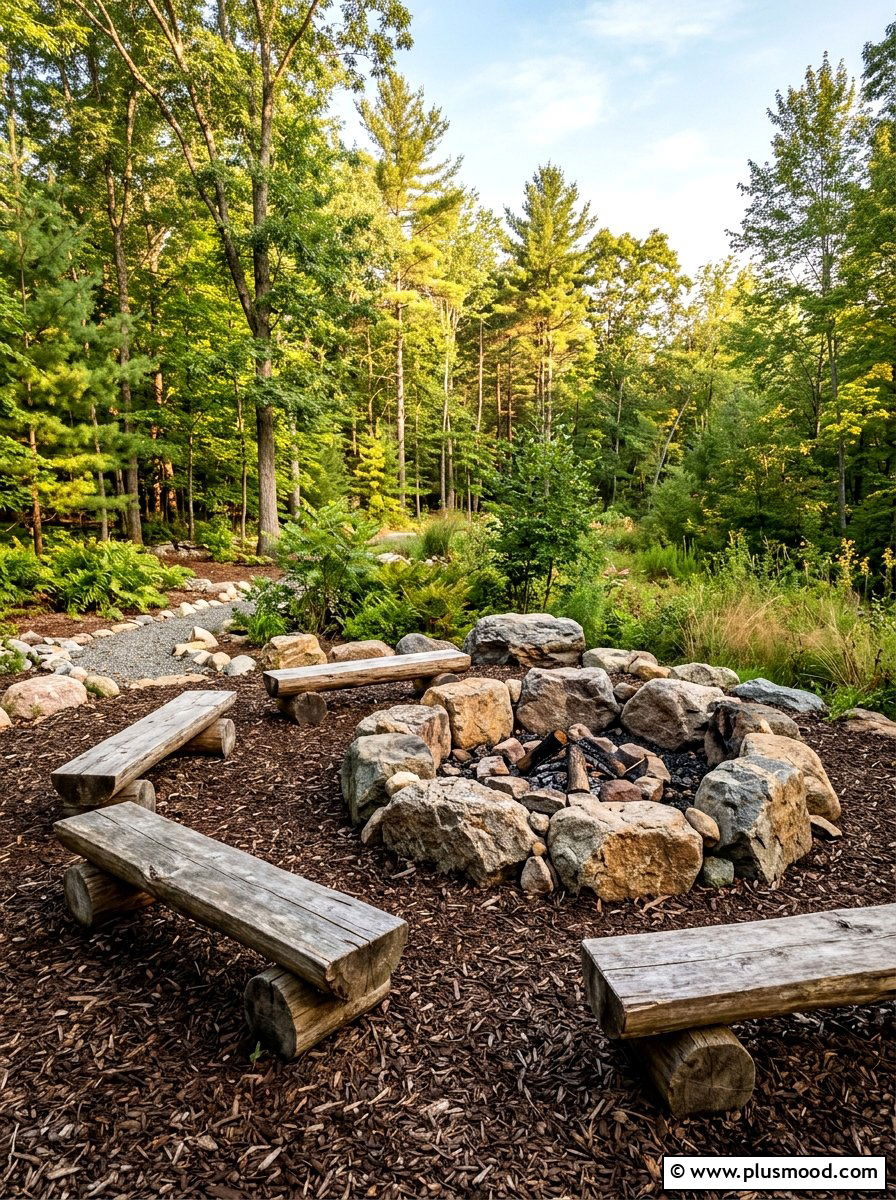 Natural Rock Fire Pit - 25 small backyard ideas with fire pit