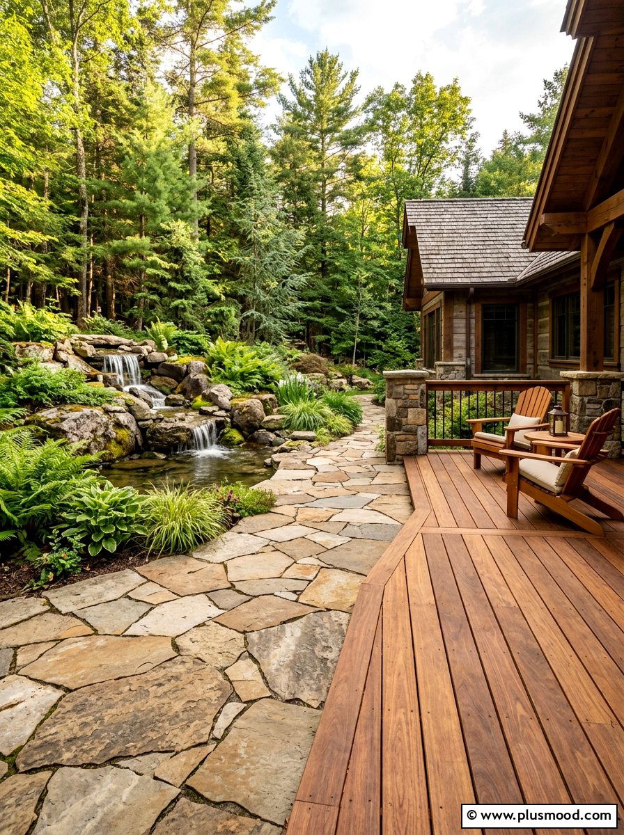 Natural Stone And Wood Deck - 25 summer deck around pool ideas