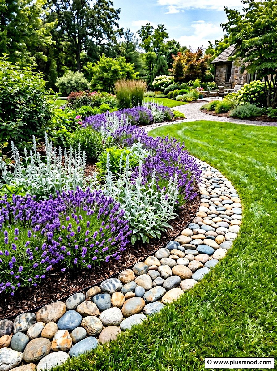 Natural Stone Border - 25 summer backyard cheap makeover ideas