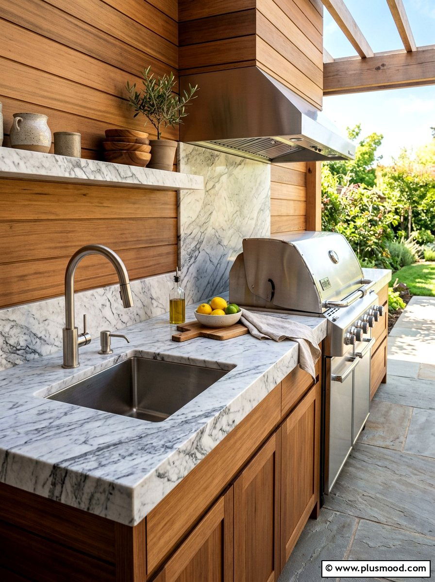 Natural Stone Countertop Surface - 25 summer outdoor kitchen entertaining ideas