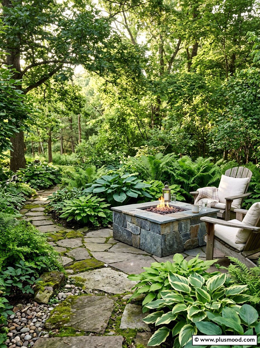 Natural Stone Fire Table Landscape - 25 small backyard ideas with fire table