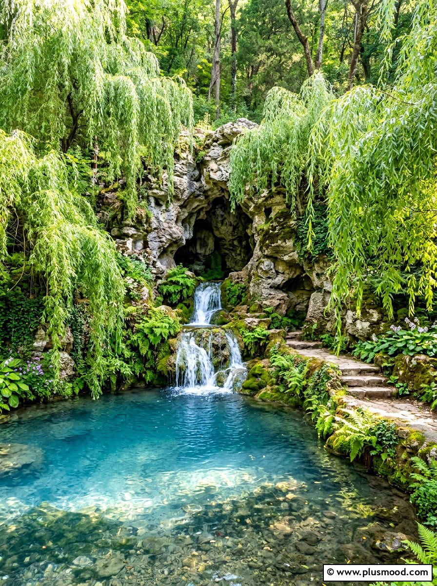 Natural Stone Grotto - 25 summer garden fountain ideas