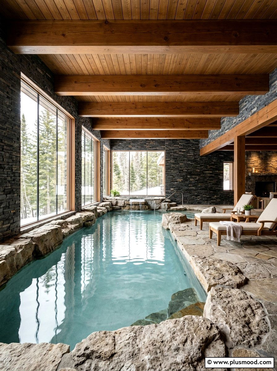 Natural Stone Indoor Pool - 25 pool landscaping ideas for indoor pools